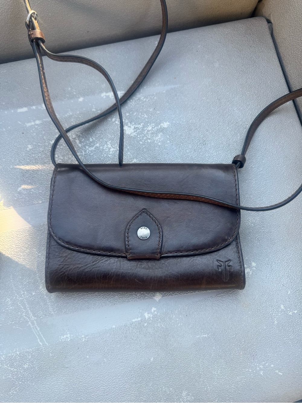 Frye Dark Brown Leather Crossbody Bag with dust bag